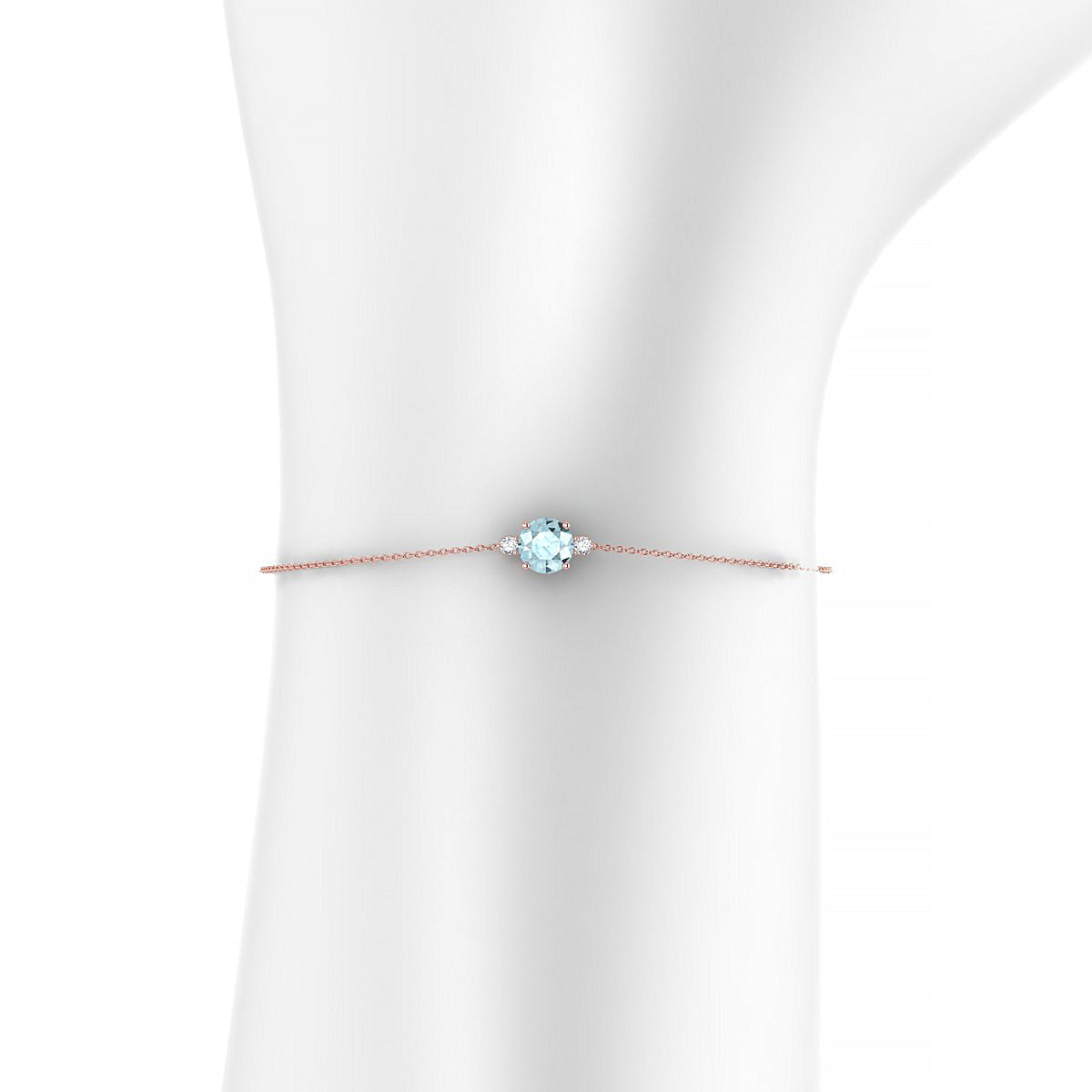 Sparkle | 18k Rose Gold 6 mm Round Aquamarine Bracelet