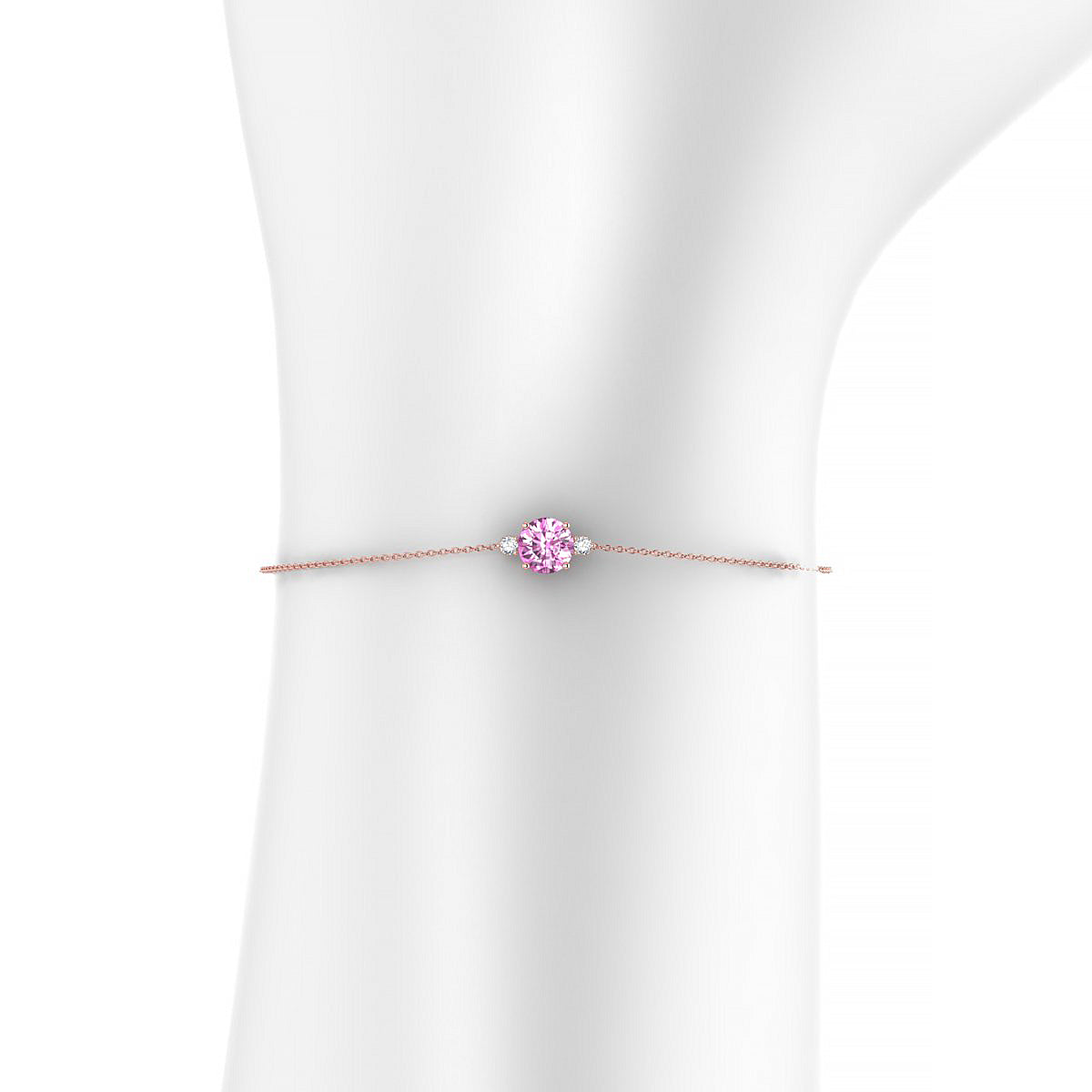 Sparkle | 18k Rose Gold 6 mm Round Pink Sapphire Bracelet