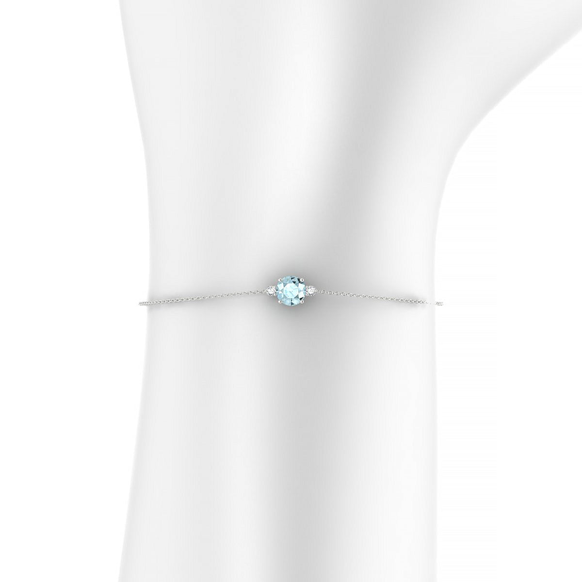 Sparkle | 18k White Gold 6 mm Round Aquamarine Bracelet