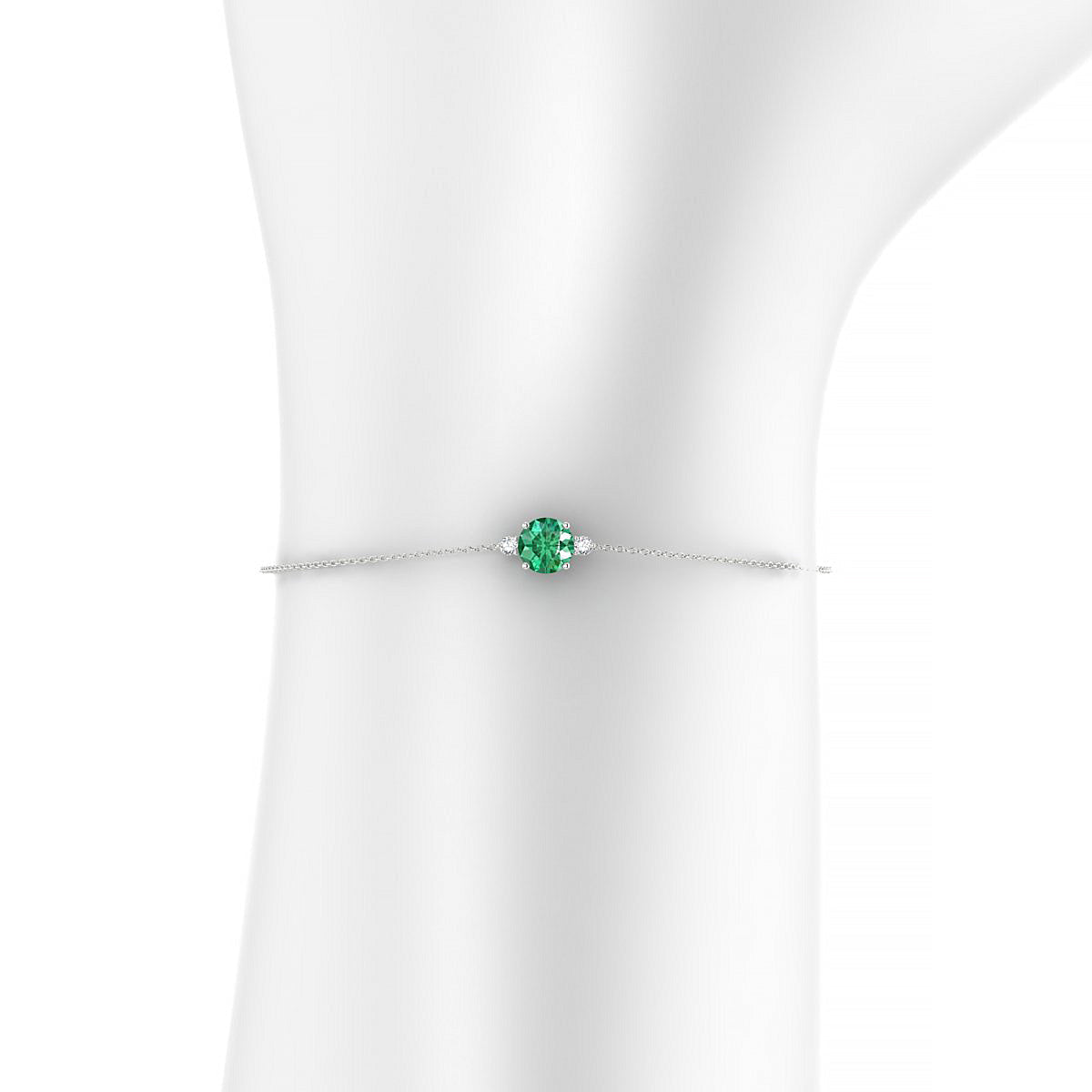 Sparkle | 18k White Gold 6 mm Round Emerald Bracelet