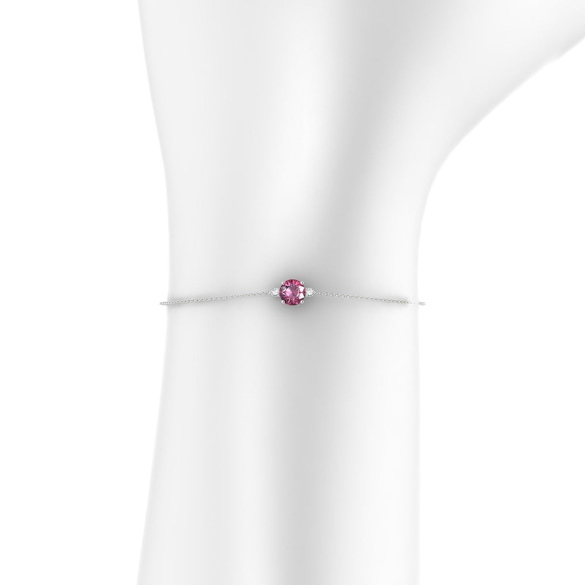 Sparkle | 18k White Gold 6 mm Round Rhodolite Bracelet
