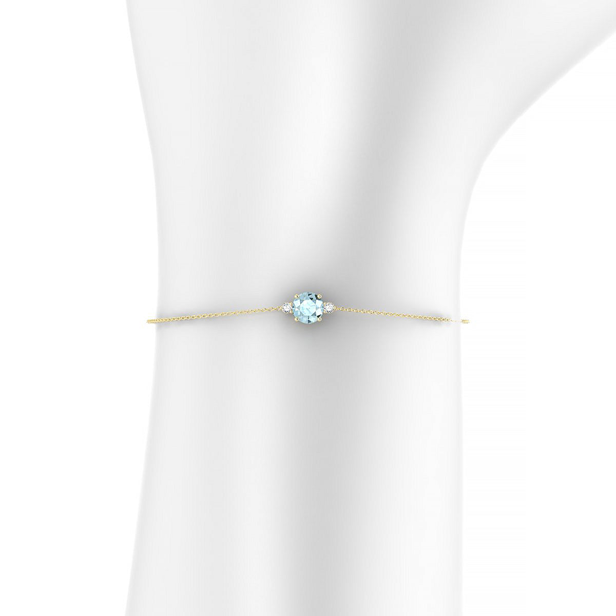 Sparkle | 18k Yellow Gold 6 mm Round Aquamarine Bracelet