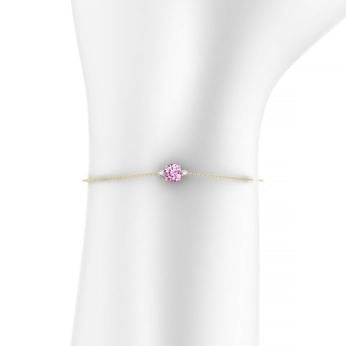 Sparkle | 18k Yellow Gold 6 mm Round Pink Sapphire Bracelet