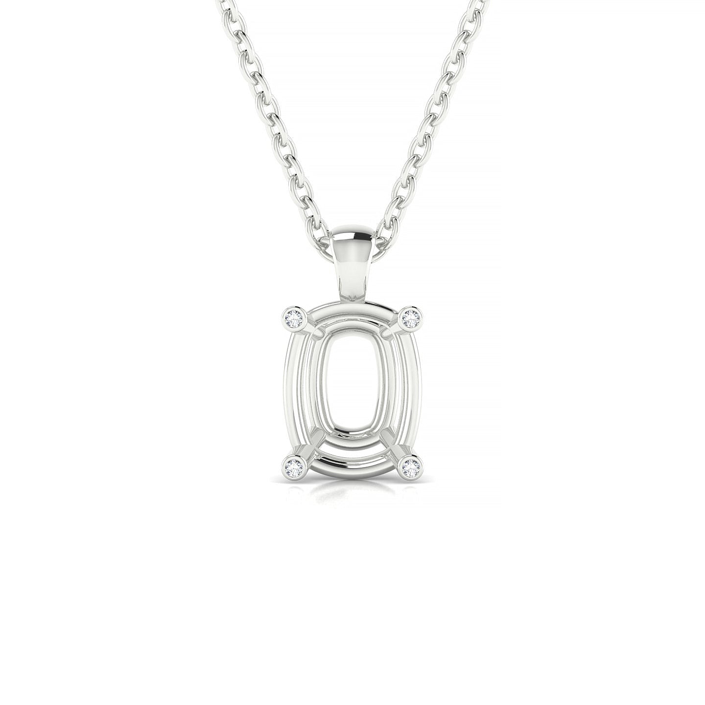 Sparkle Cushion 2-2.99 ct | 18k White Gold Side Stones Diamond Pendant