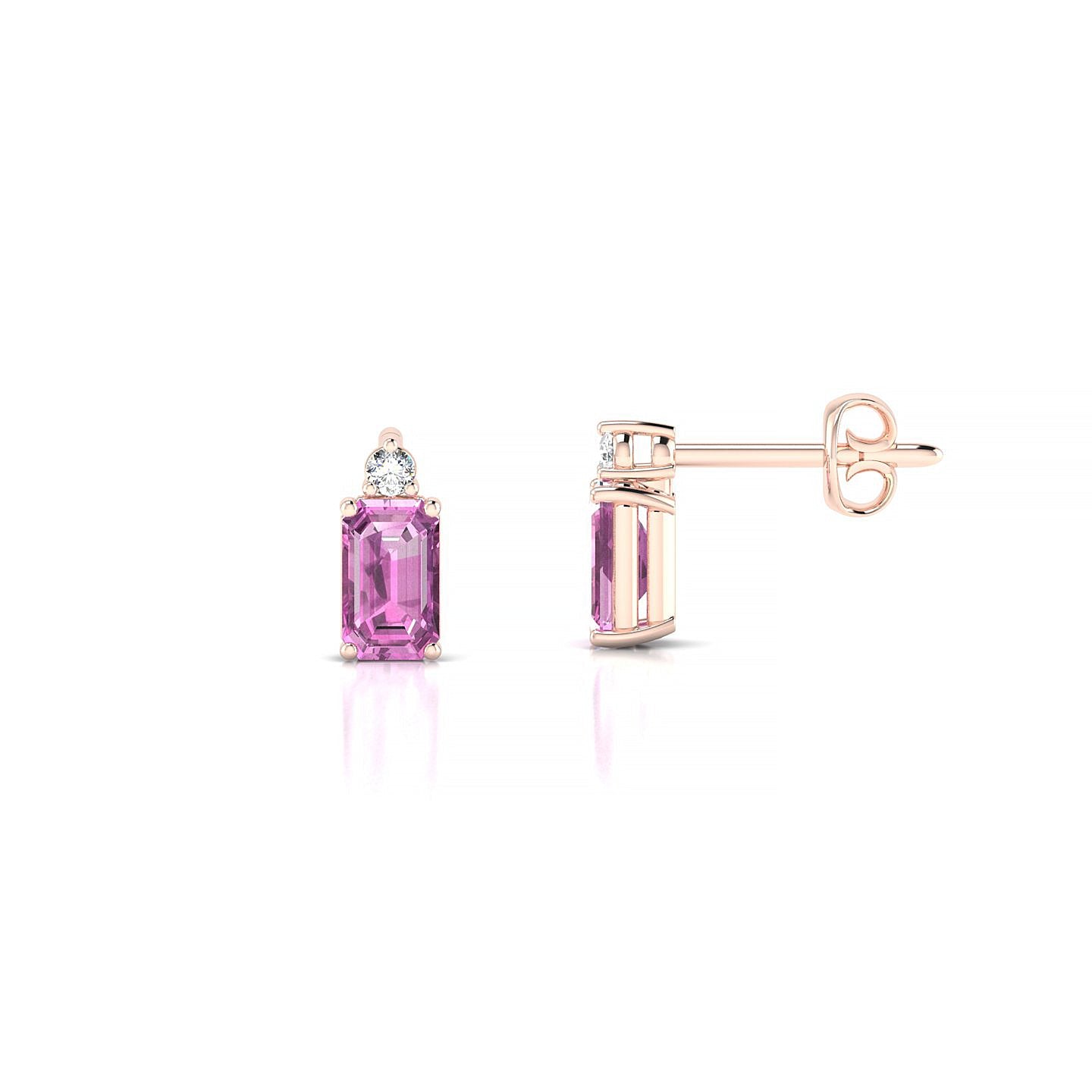 Sparkle | 18k Rose Gold 5 x 3 mm Emerald Pink Sapphire Earrings