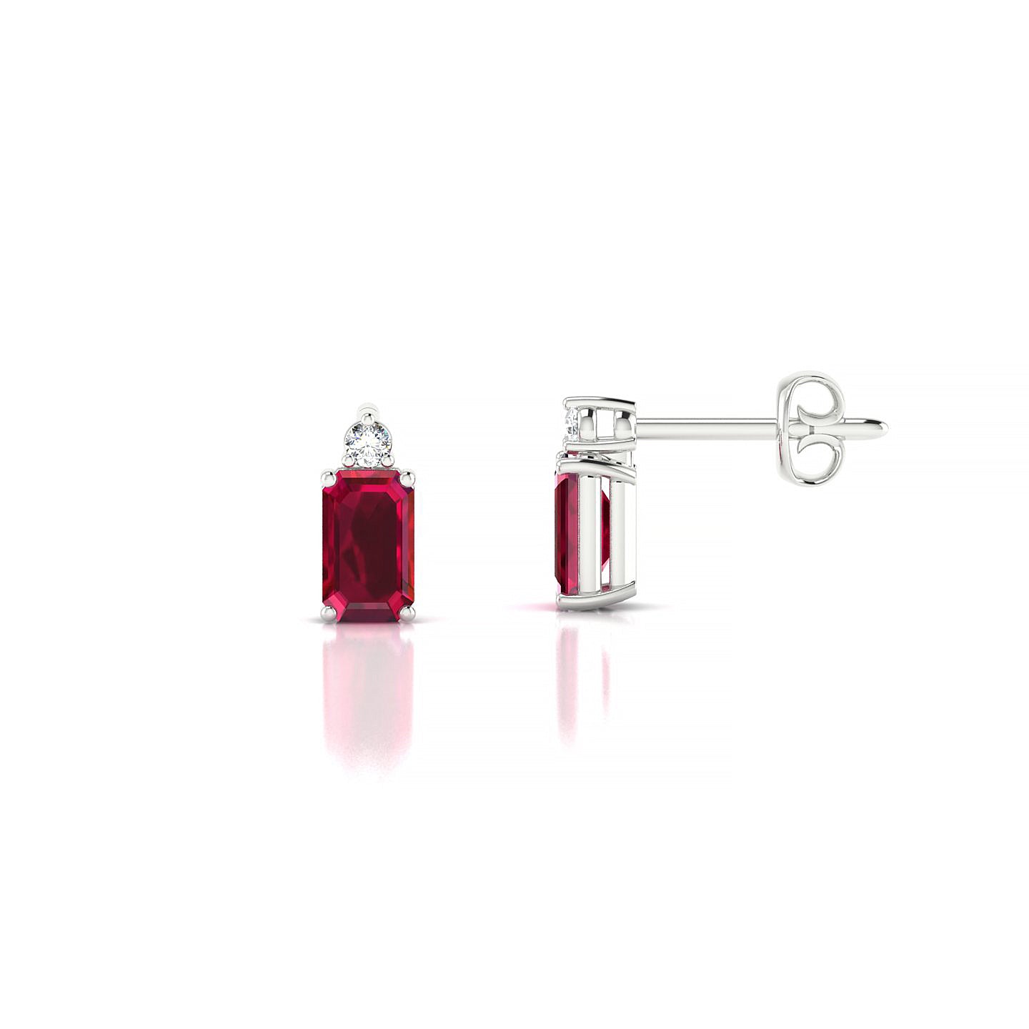 Sparkle | 18k White Gold 5 x 3 mm Emerald Ruby Earrings