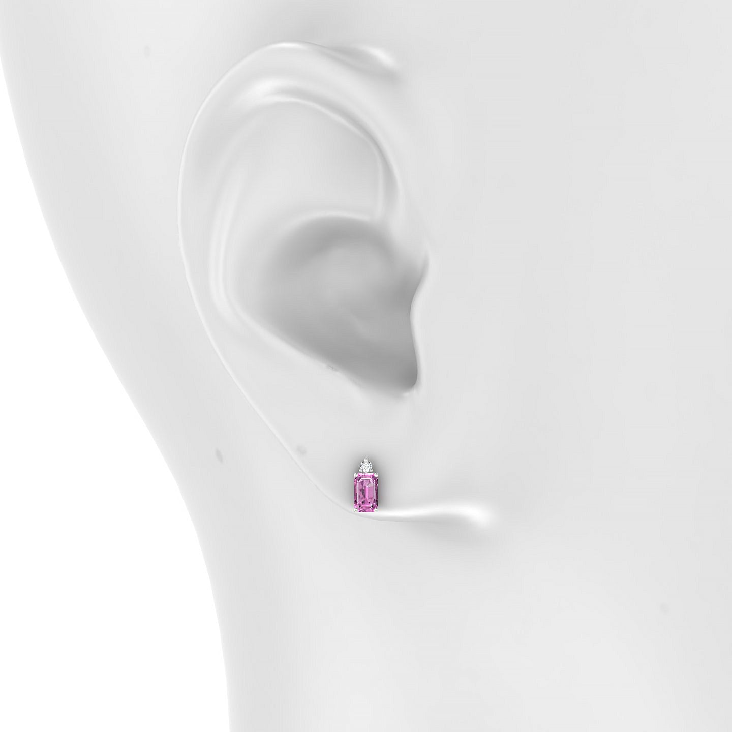 Sparkle | 18k White Gold 5 x 3 mm Emerald Pink Sapphire Earrings
