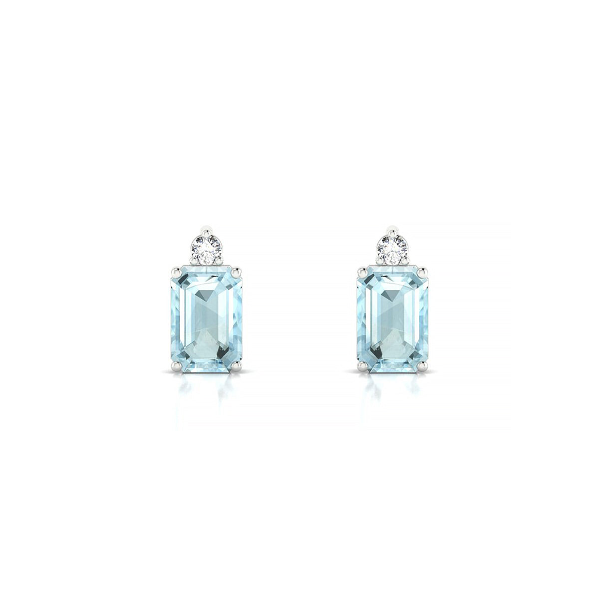 Sparkle | 18k White Gold 6 x 4 mm Emerald Aquamarine Earrings