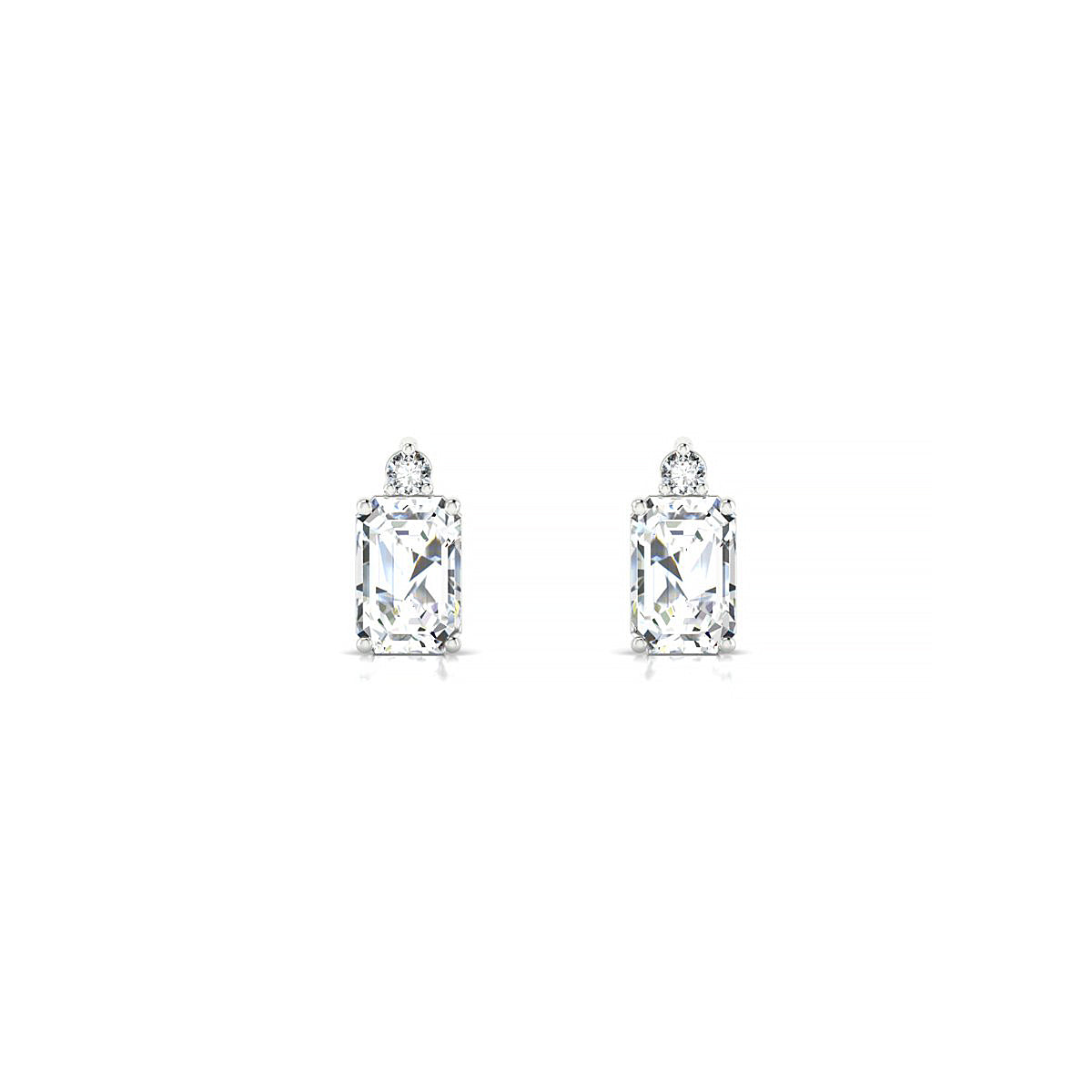 Sparkle | 18k White Gold 6 x 4 mm Emerald Diamond Earrings