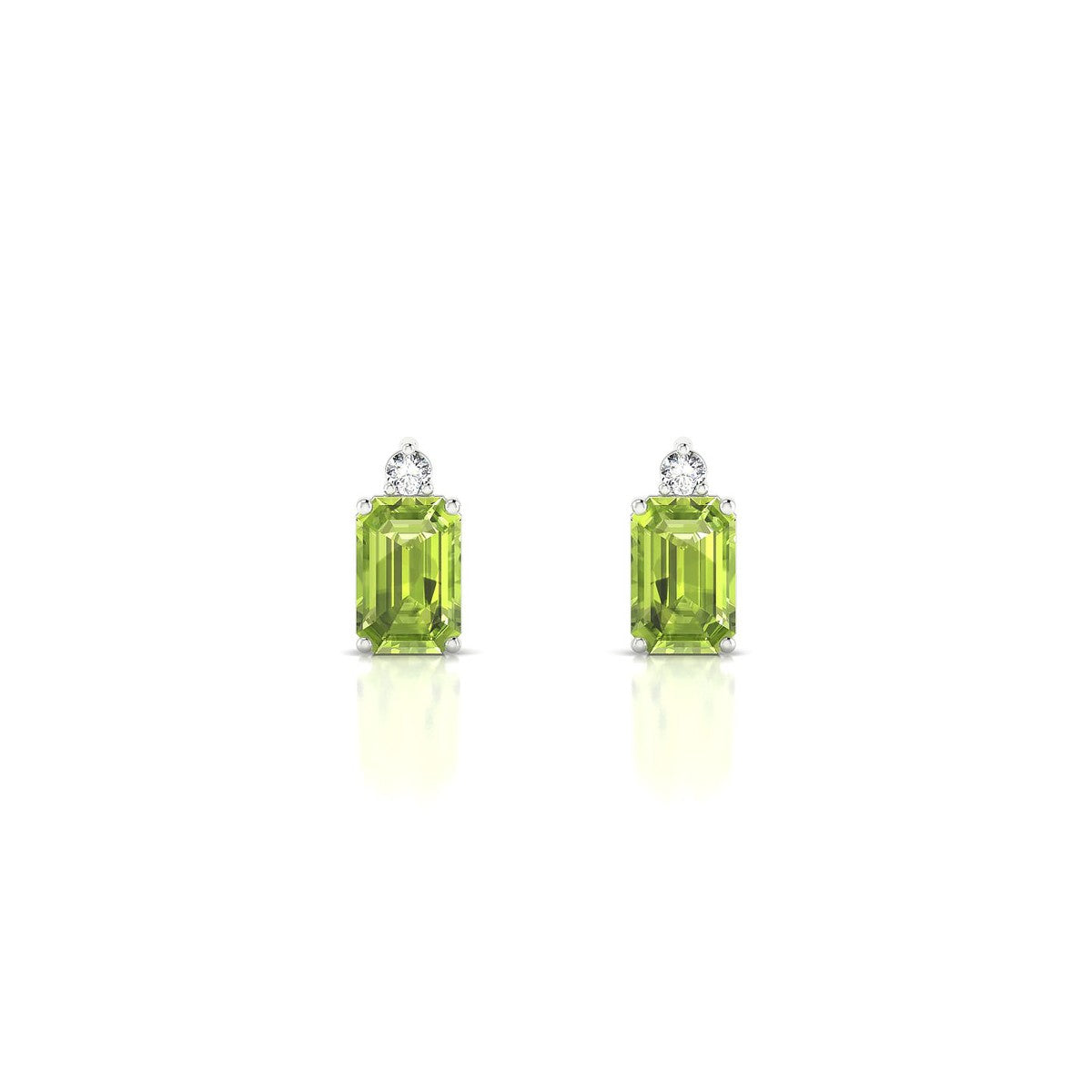 Sparkle | 18k White Gold 6 x 4 mm Emerald Peridot Earrings