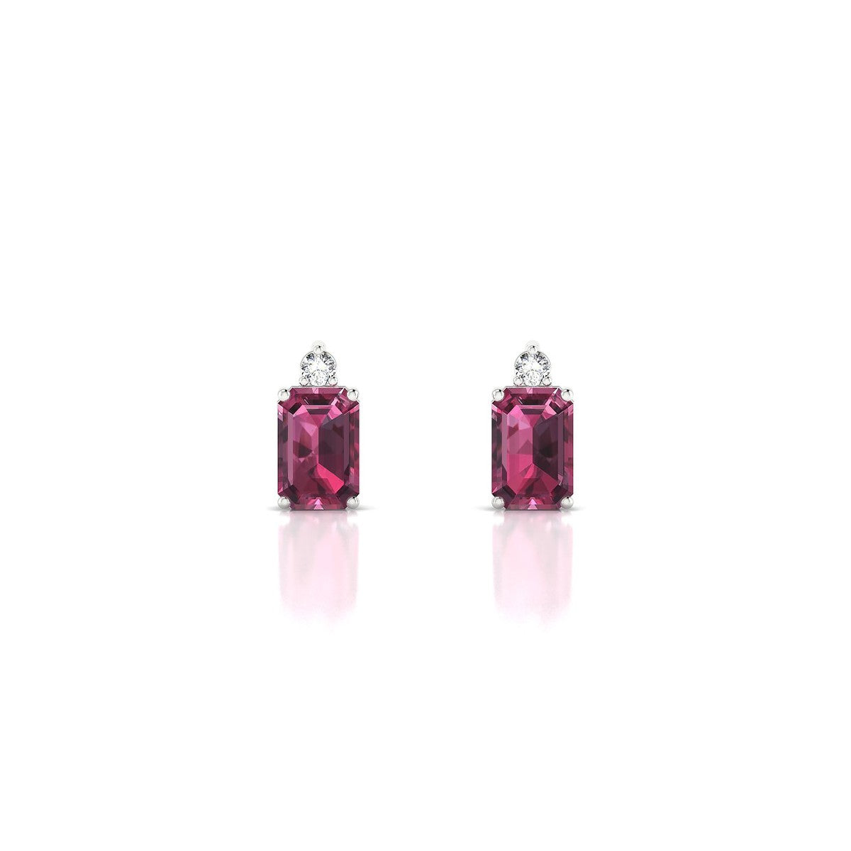 Sparkle | 18k White Gold 6 x 4 mm Emerald Rhodolite Earrings