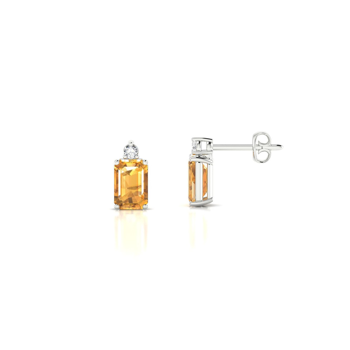 Sparkle | 18k White Gold 6 x 4 mm Emerald Citrine Earrings