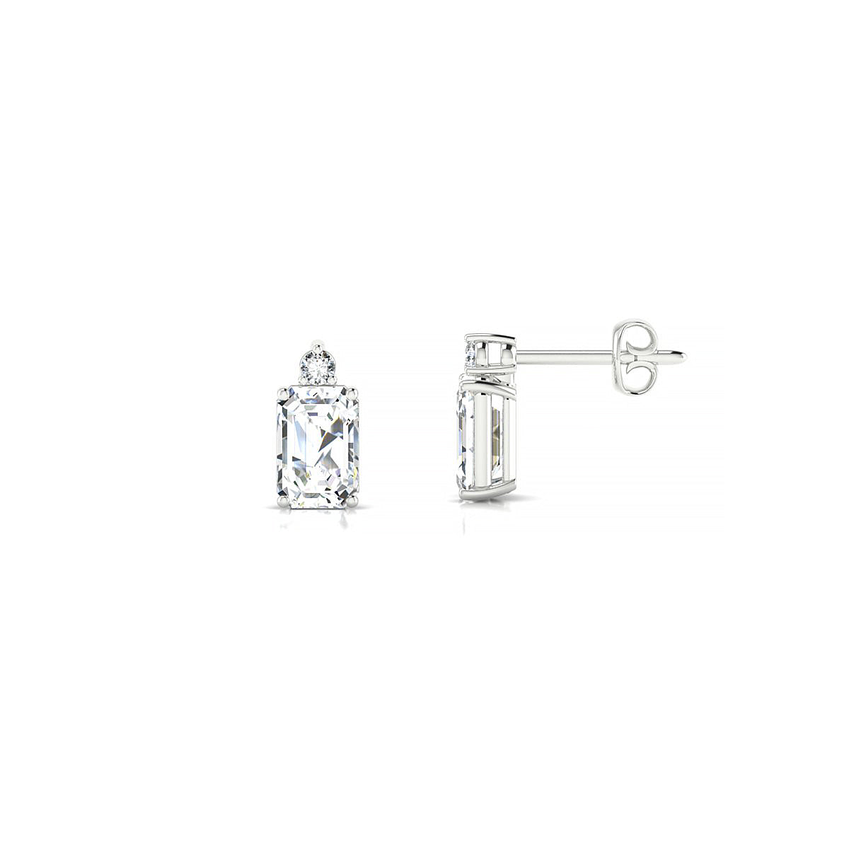 Sparkle | 18k White Gold 6 x 4 mm Emerald Diamond Earrings