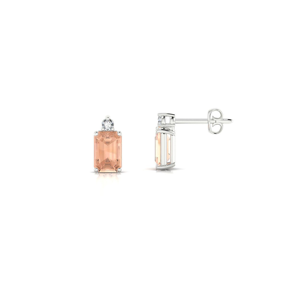 Sparkle | 18k White Gold 6 x 4 mm Emerald Morganite Earrings