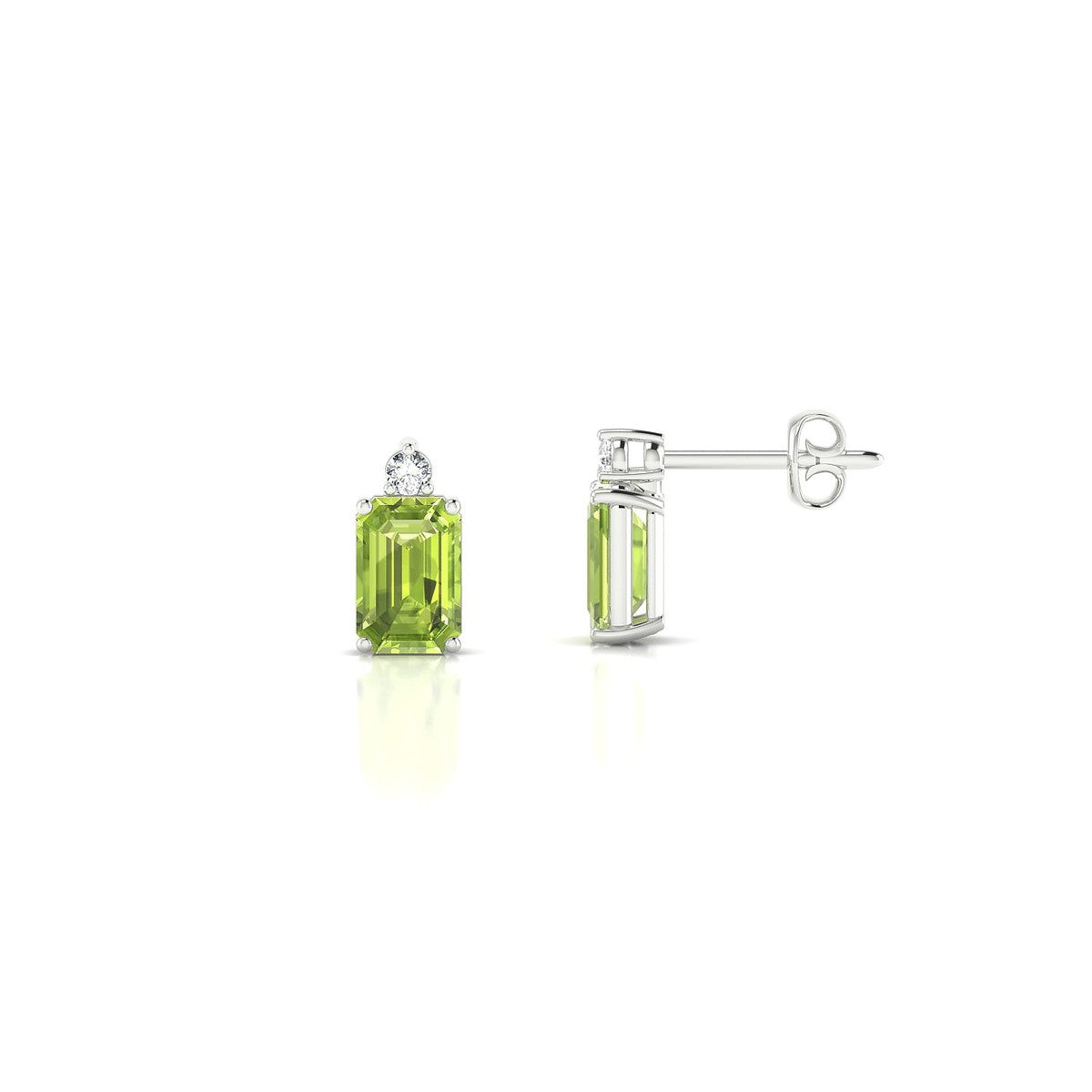 Sparkle | 18k White Gold 6 x 4 mm Emerald Peridot Earrings