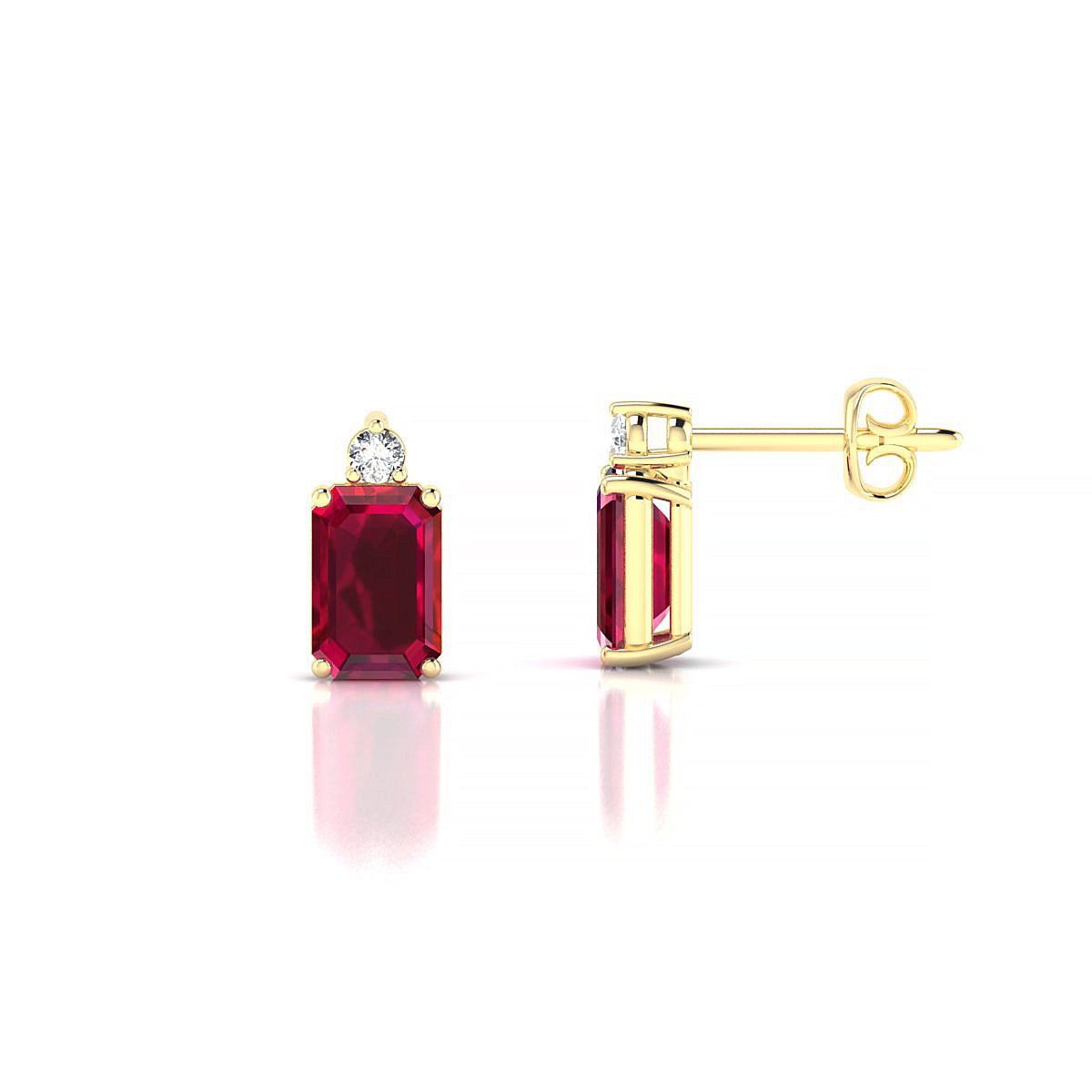 Sparkle | 18k Yellow Gold 6 x 4 mm Emerald Ruby Earrings