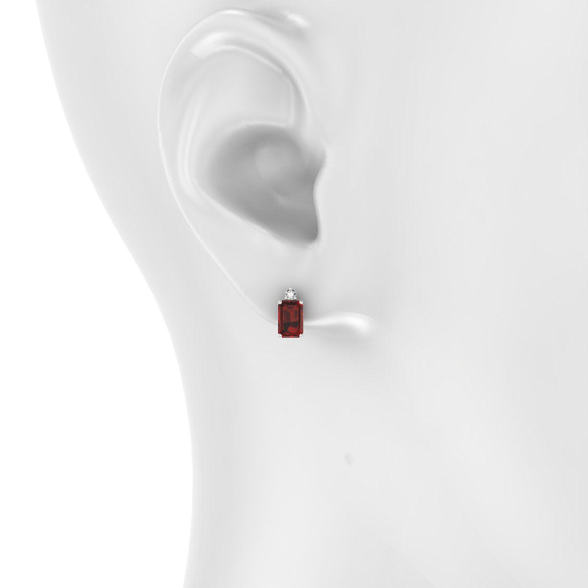 Sparkle | 18k White Gold 6 x 4 mm Emerald Garnet Earrings