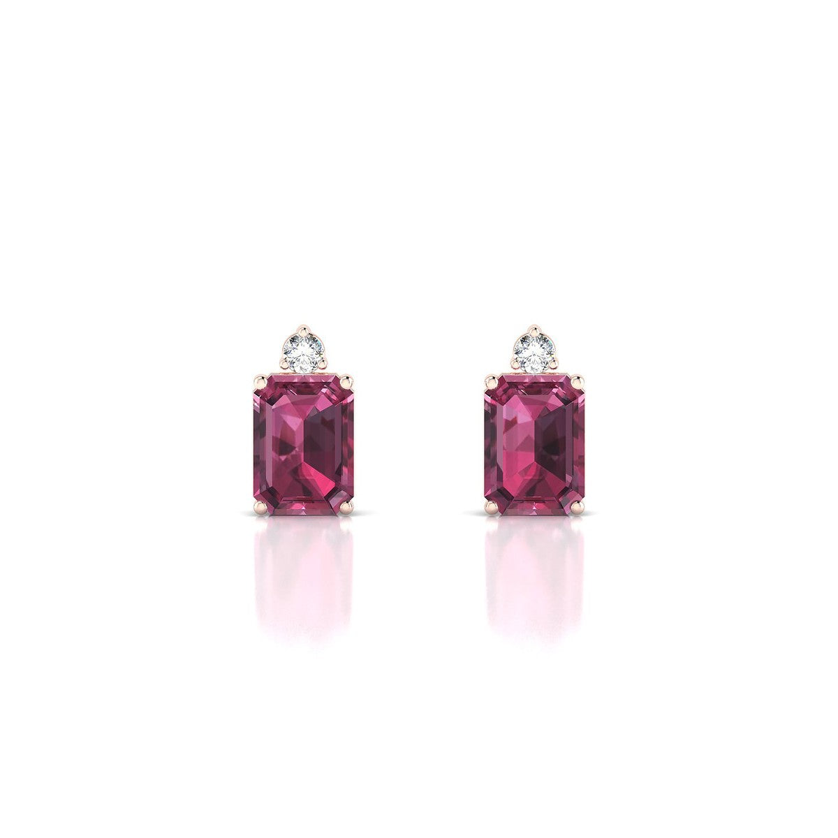 Sparkle | 18k Rose Gold 7 x 5 mm Emerald Rhodolite Earrings