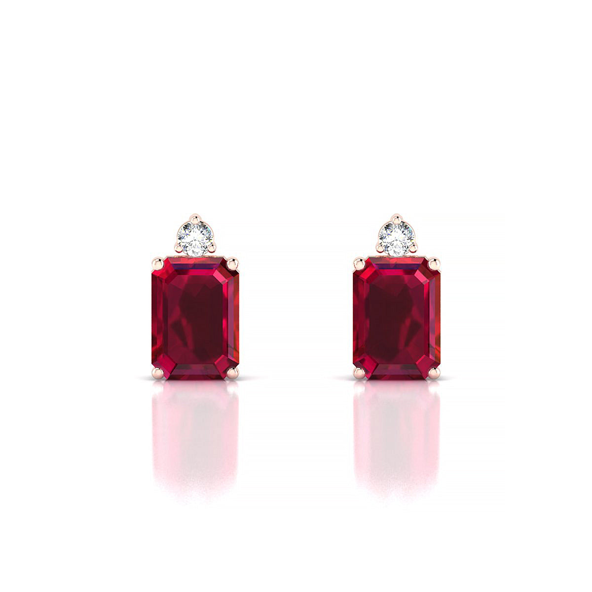 Sparkle | 18k Rose Gold 7 x 5 mm Emerald Ruby Earrings