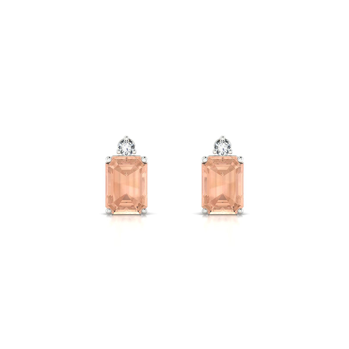Sparkle | 18k White Gold 7 x 5 mm Emerald Morganite Earrings