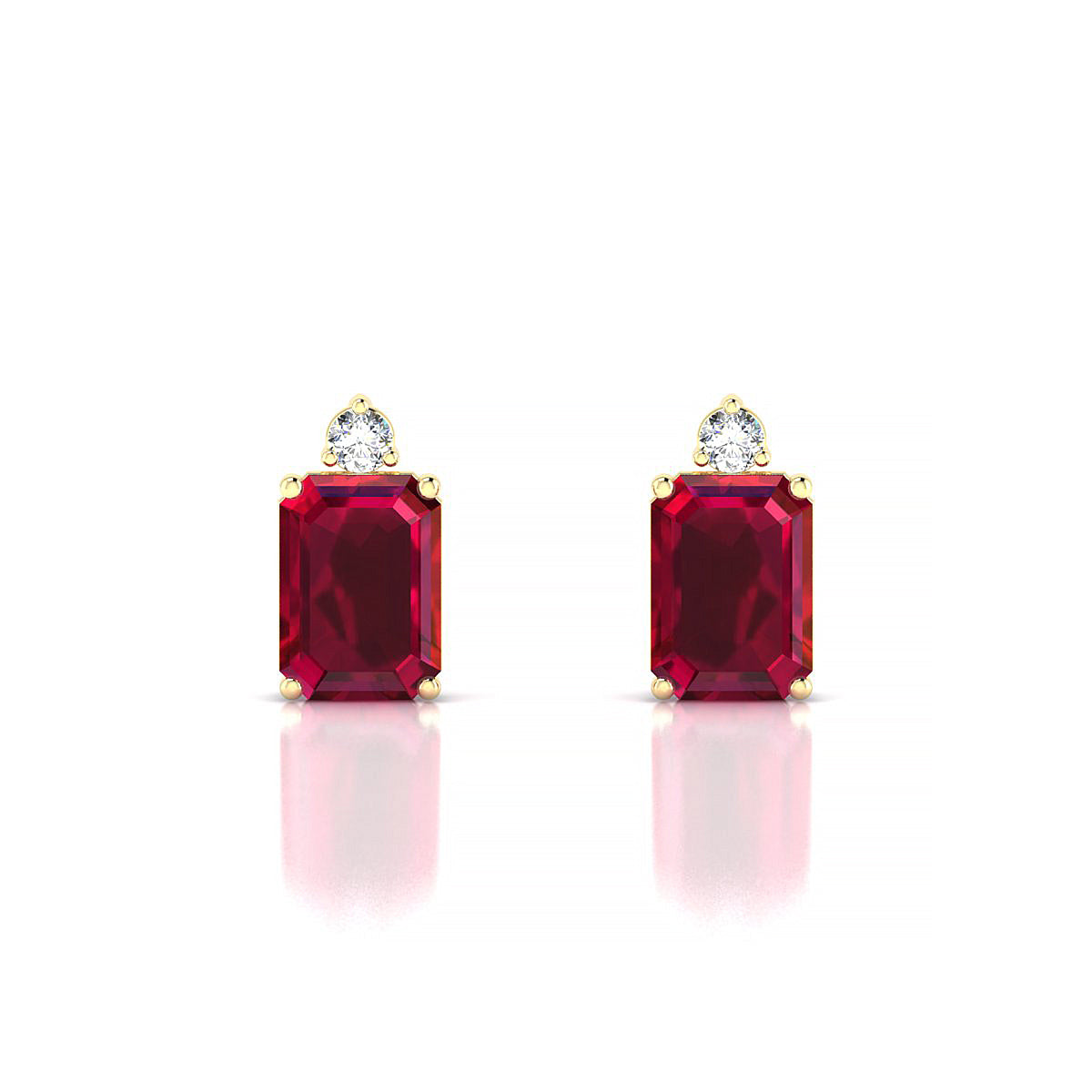 Sparkle | 18k Yellow Gold 7 x 5 mm Emerald Ruby Earrings