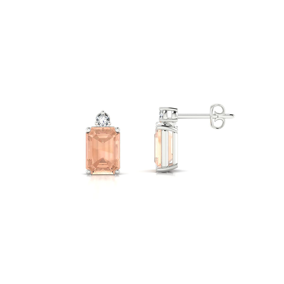Sparkle | 18k White Gold 7 x 5 mm Emerald Morganite Earrings