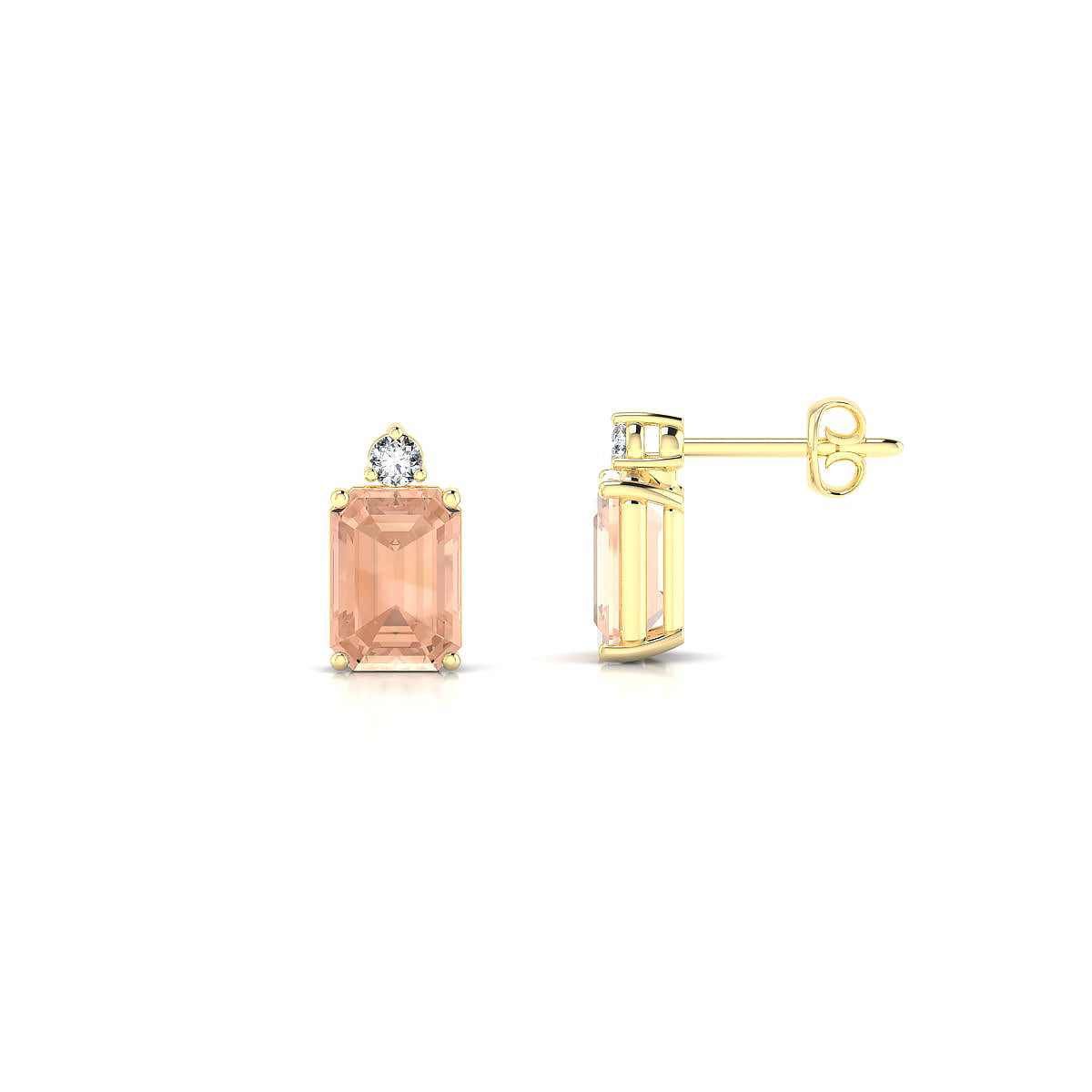 Sparkle | 18k Yellow Gold 7 x 5 mm Emerald Morganite Earrings