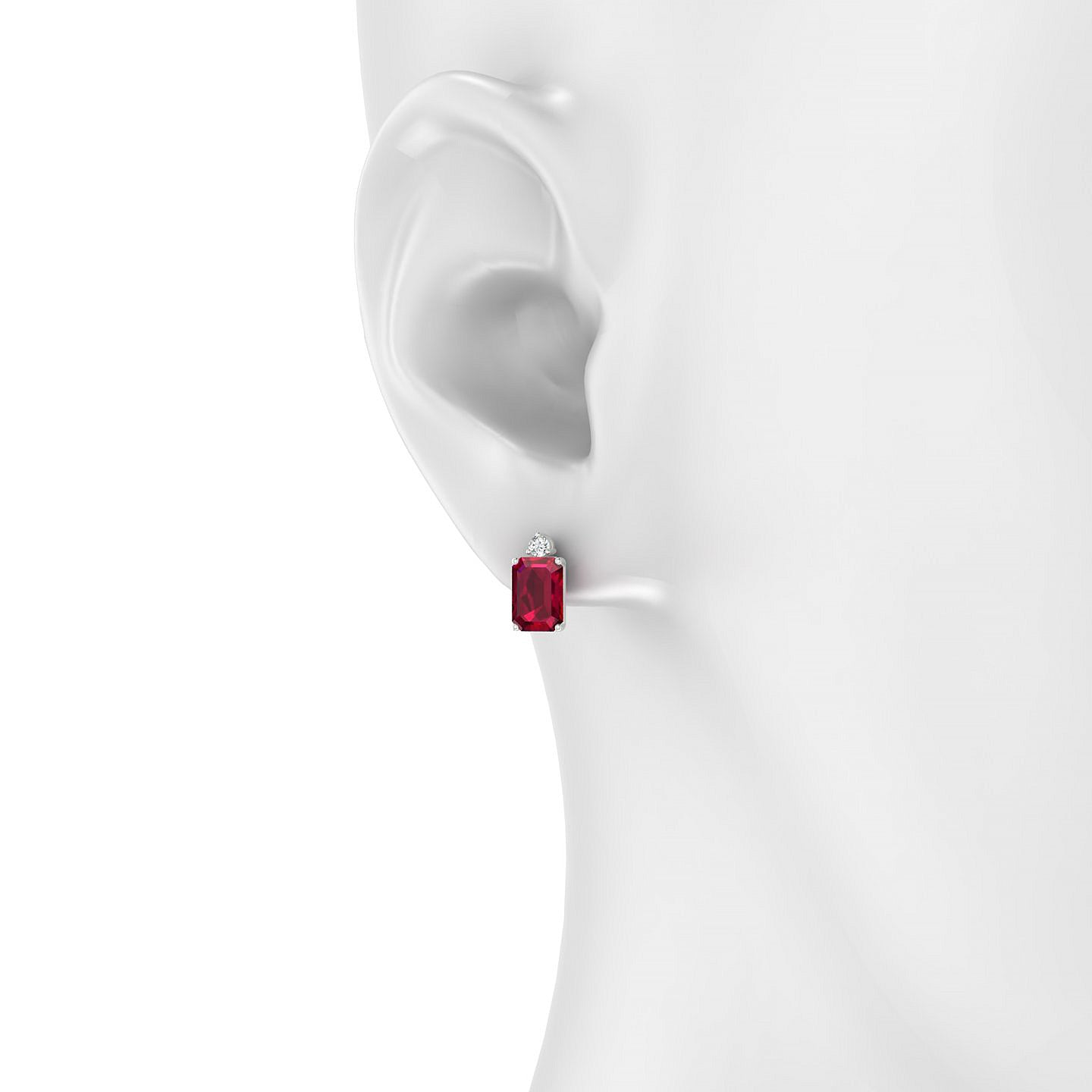 Sparkle | 18k White Gold 7 x 5 mm Emerald Ruby Earrings