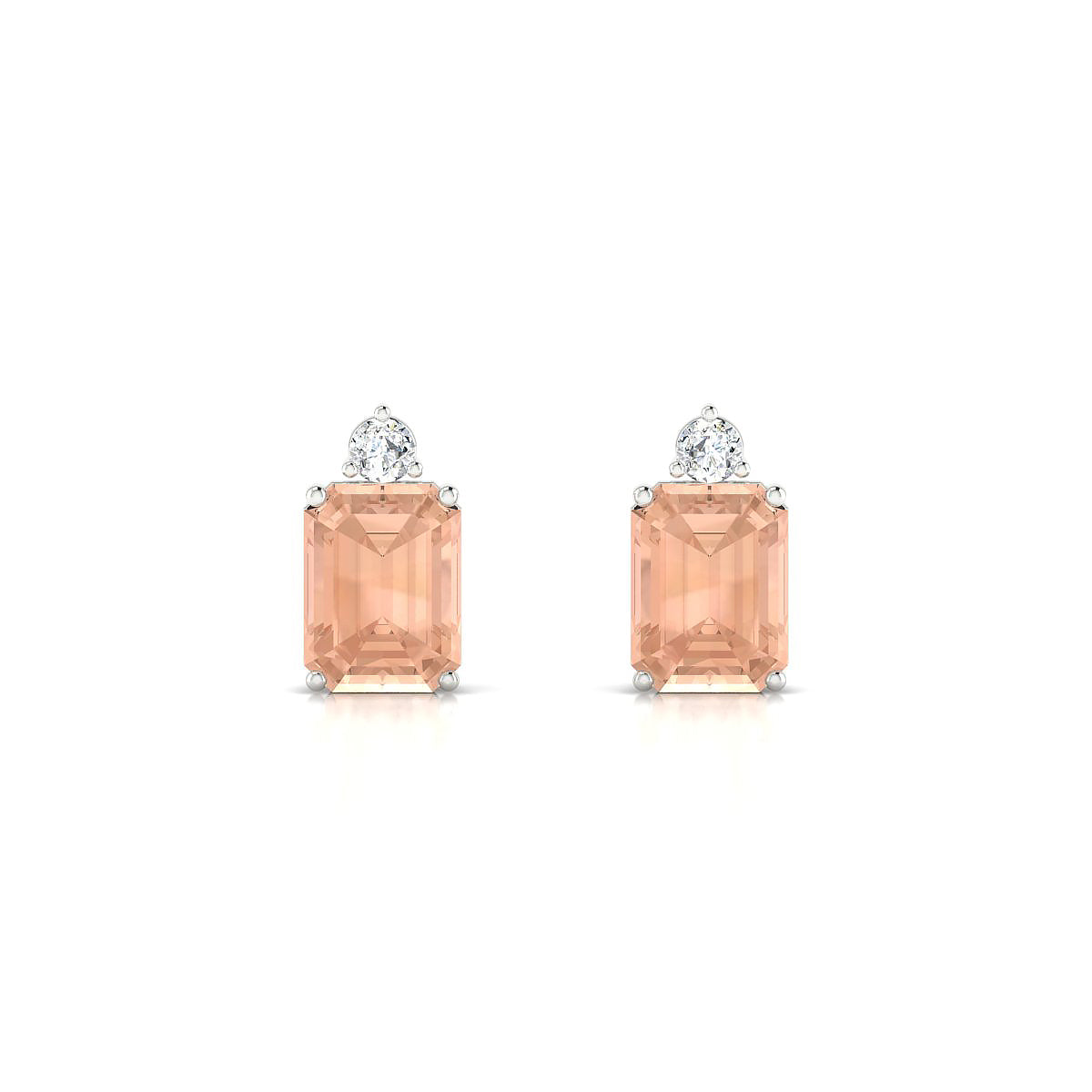 Sparkle | 18k White Gold 8 x 6 mm Emerald Morganite Earrings