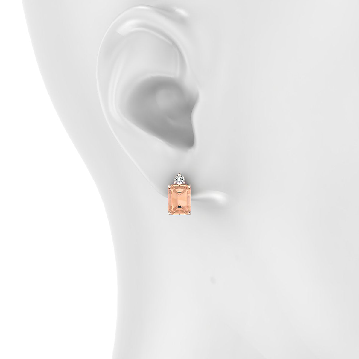 Sparkle | 18k Rose Gold 8 x 6 mm Emerald Morganite Earrings