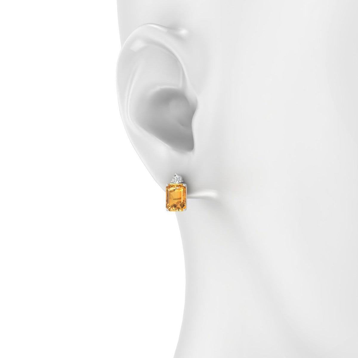 Sparkle | 18k White Gold 8 x 6 mm Emerald Citrine Earrings