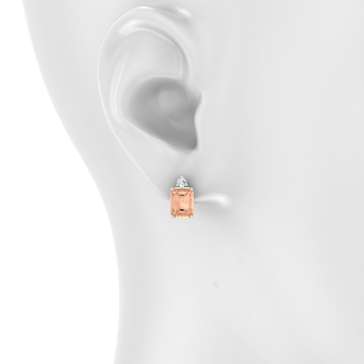 Sparkle | 18k White Gold 8 x 6 mm Emerald Morganite Earrings