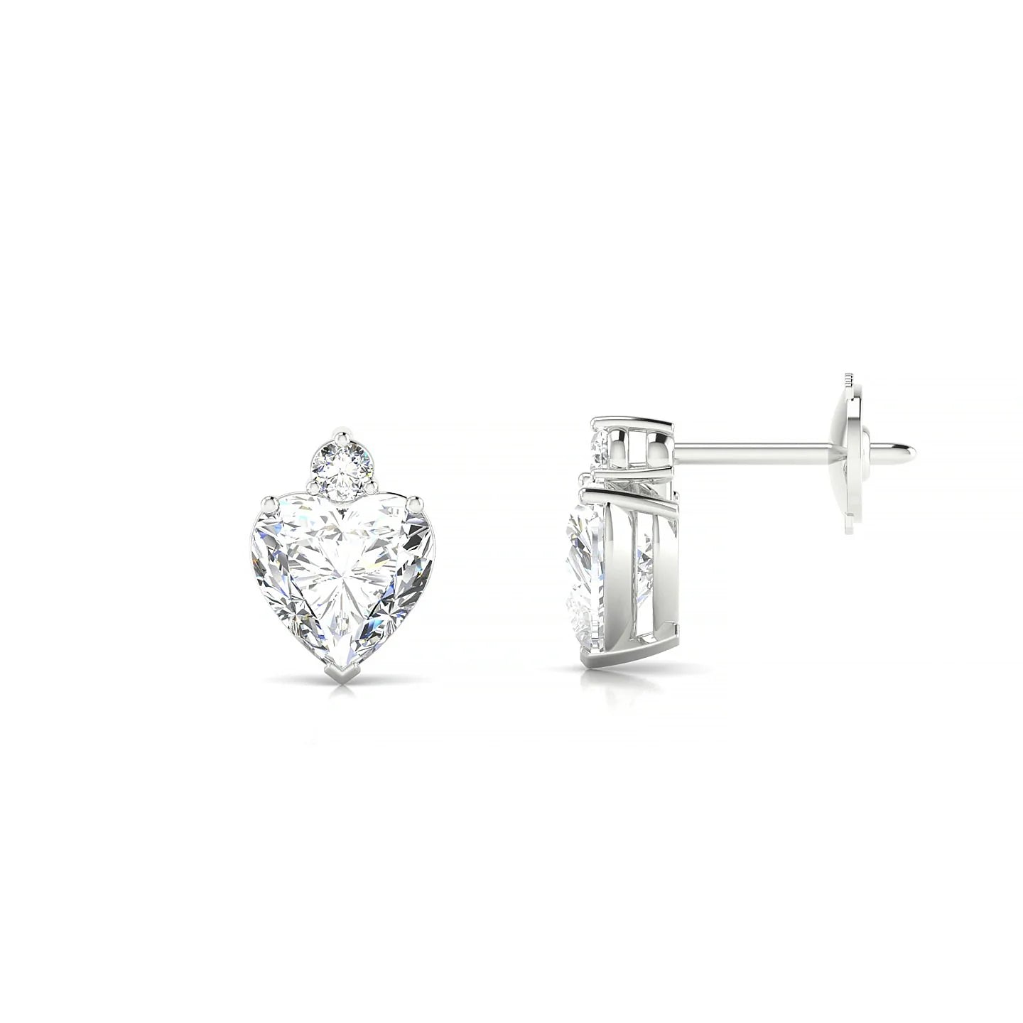Sparkle | 18k White Gold 5.5 mm Heart Diamond Earrings
