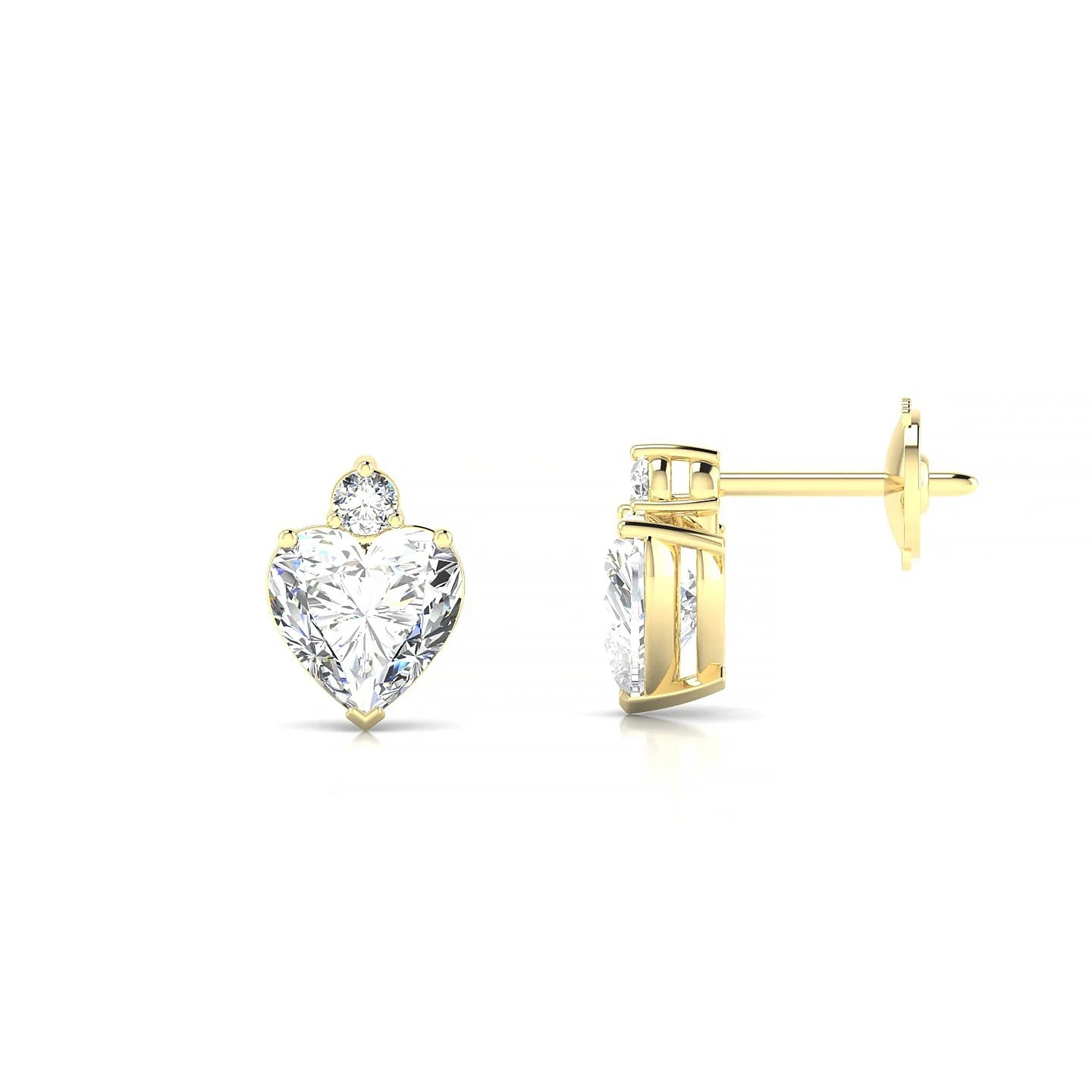 Sparkle | 18k Yellow Gold 5.5 mm Heart Diamond Earrings