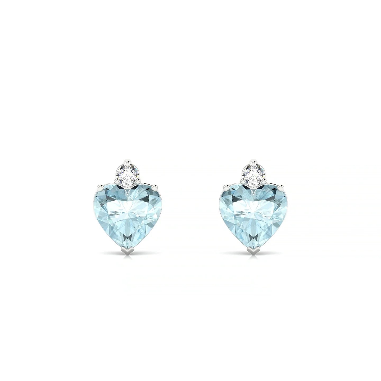 Sparkle | 18k White Gold 6 mm Heart Aquamarine Earrings