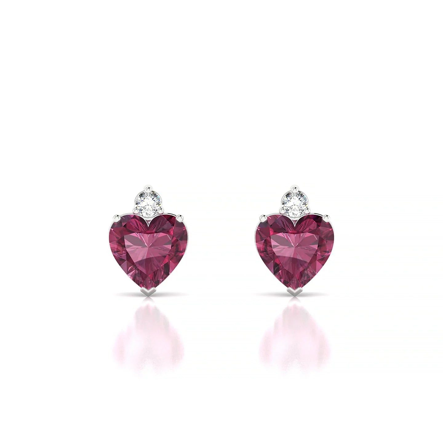 Sparkle | 18k White Gold 6 mm Heart Rhodolite Earrings