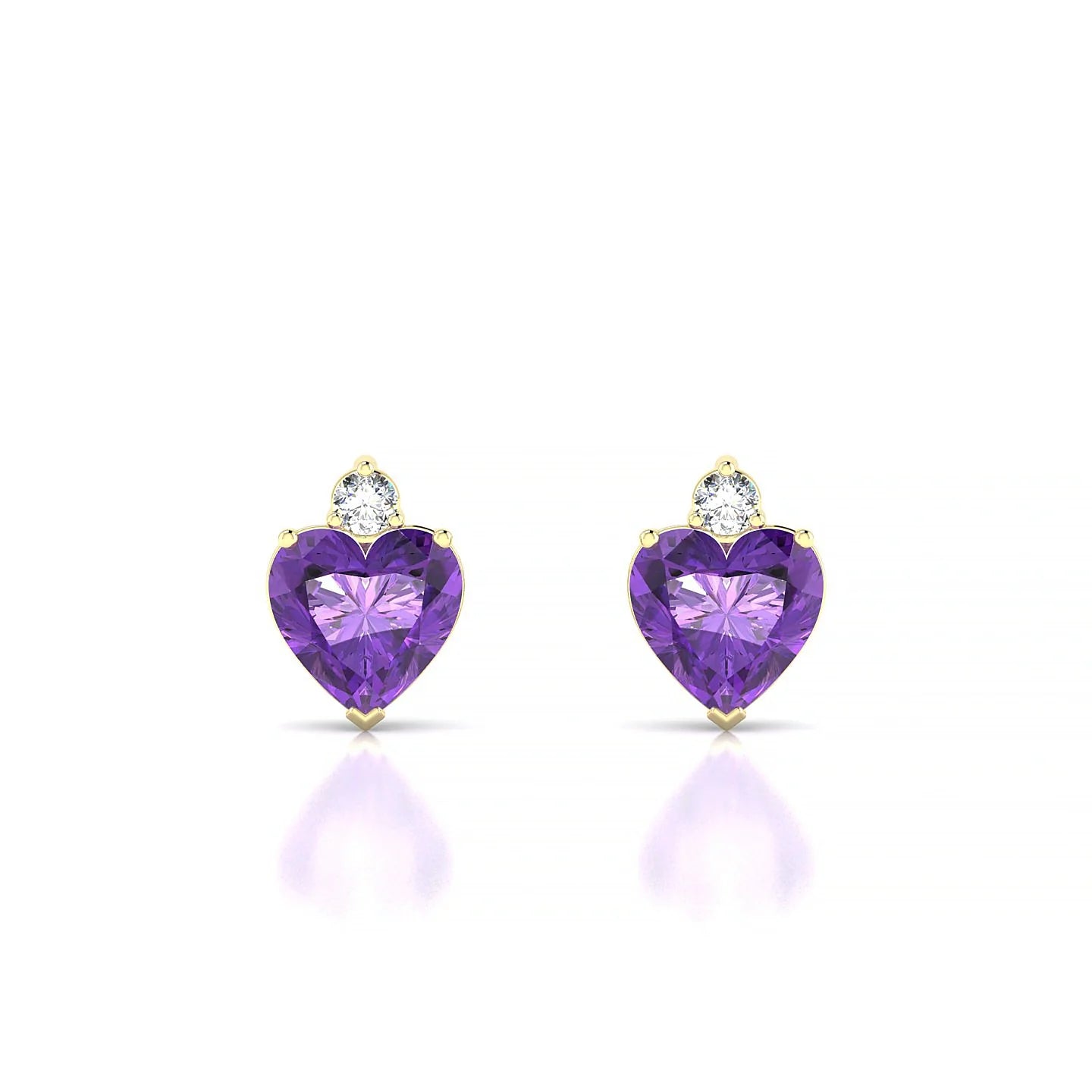 Sparkle | 18k Yellow Gold 6 mm Heart Amethyst Earrings