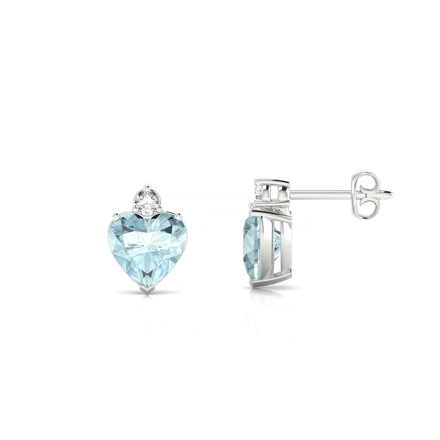 Sparkle | 18k White Gold 6 mm Heart Aquamarine Earrings