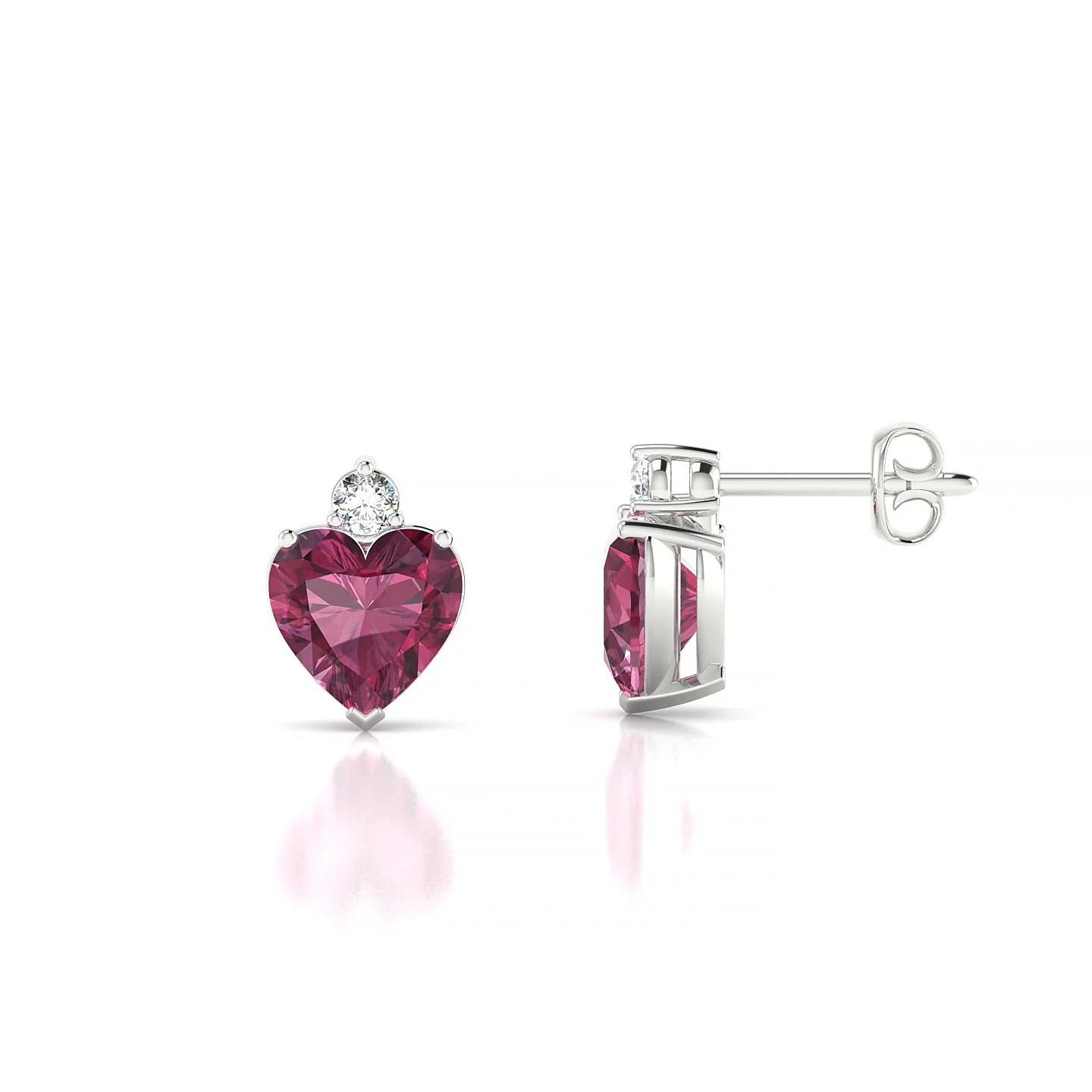 Sparkle | 18k White Gold 6 mm Heart Rhodolite Earrings