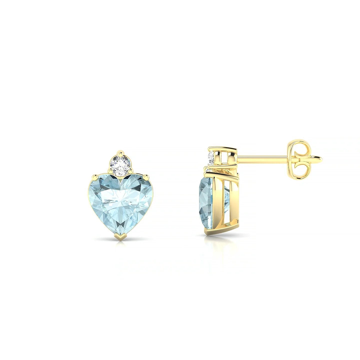Sparkle | 18k Yellow Gold 6 mm Heart Aquamarine Earrings