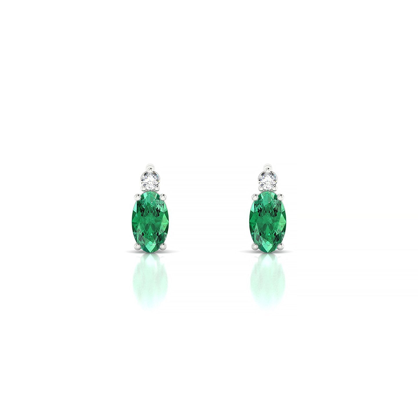 Sparkle | 18k White Gold 5 x 3 mm Oval Emerald Earrings