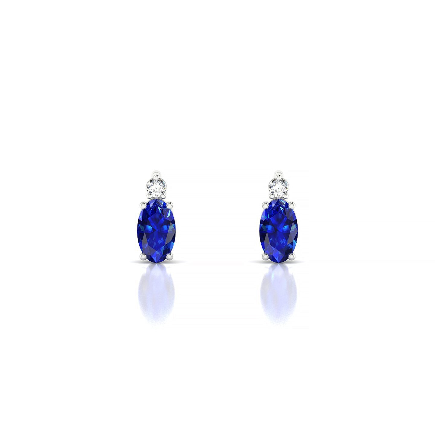 Sparkle | 18k White Gold 5 x 3 mm Oval Sapphire Earrings