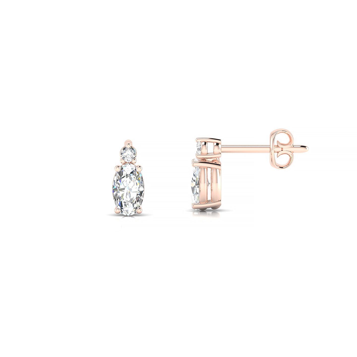 Sparkle | 18k Rose Gold 5 x 3 mm Oval Diamond Earrings