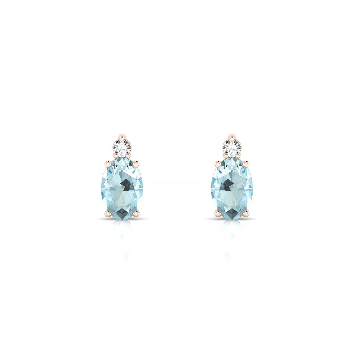 Sparkle | 18k Rose Gold 6 x 4 mm Oval Aquamarine Earrings