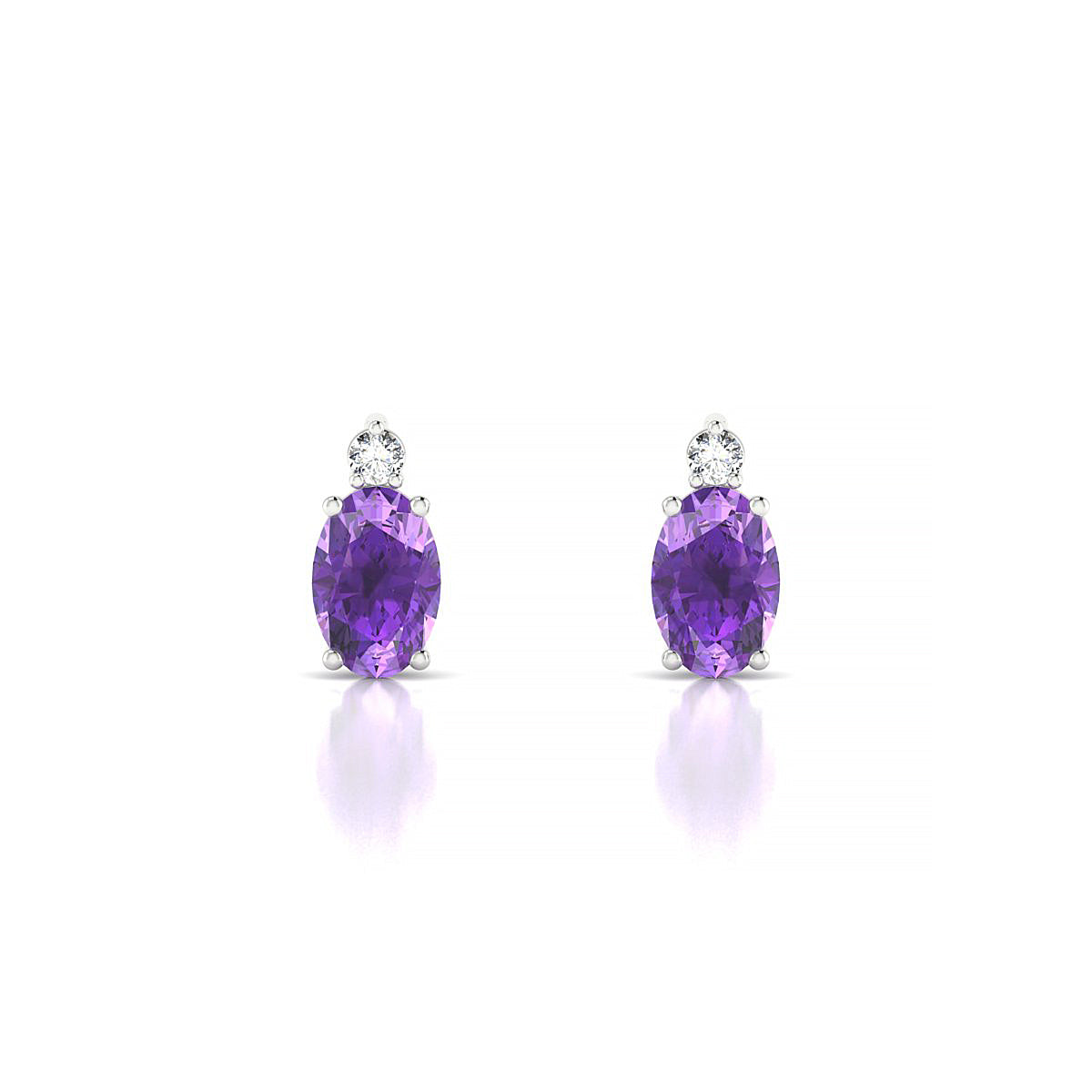 Sparkle | 18k White Gold 6 x 4 mm Oval Amethyst Earrings
