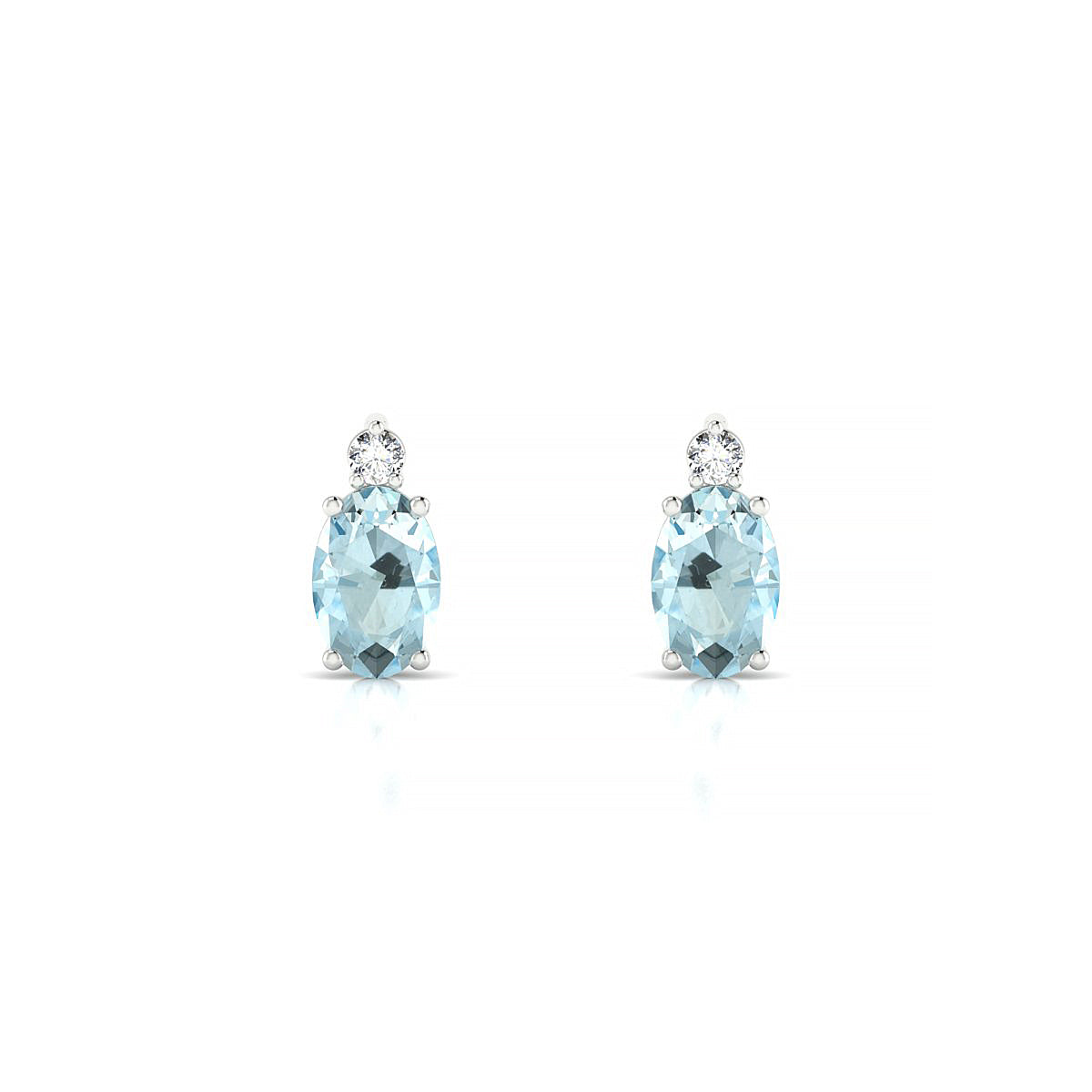Sparkle | 18k White Gold 6 x 4 mm Oval Aquamarine Earrings