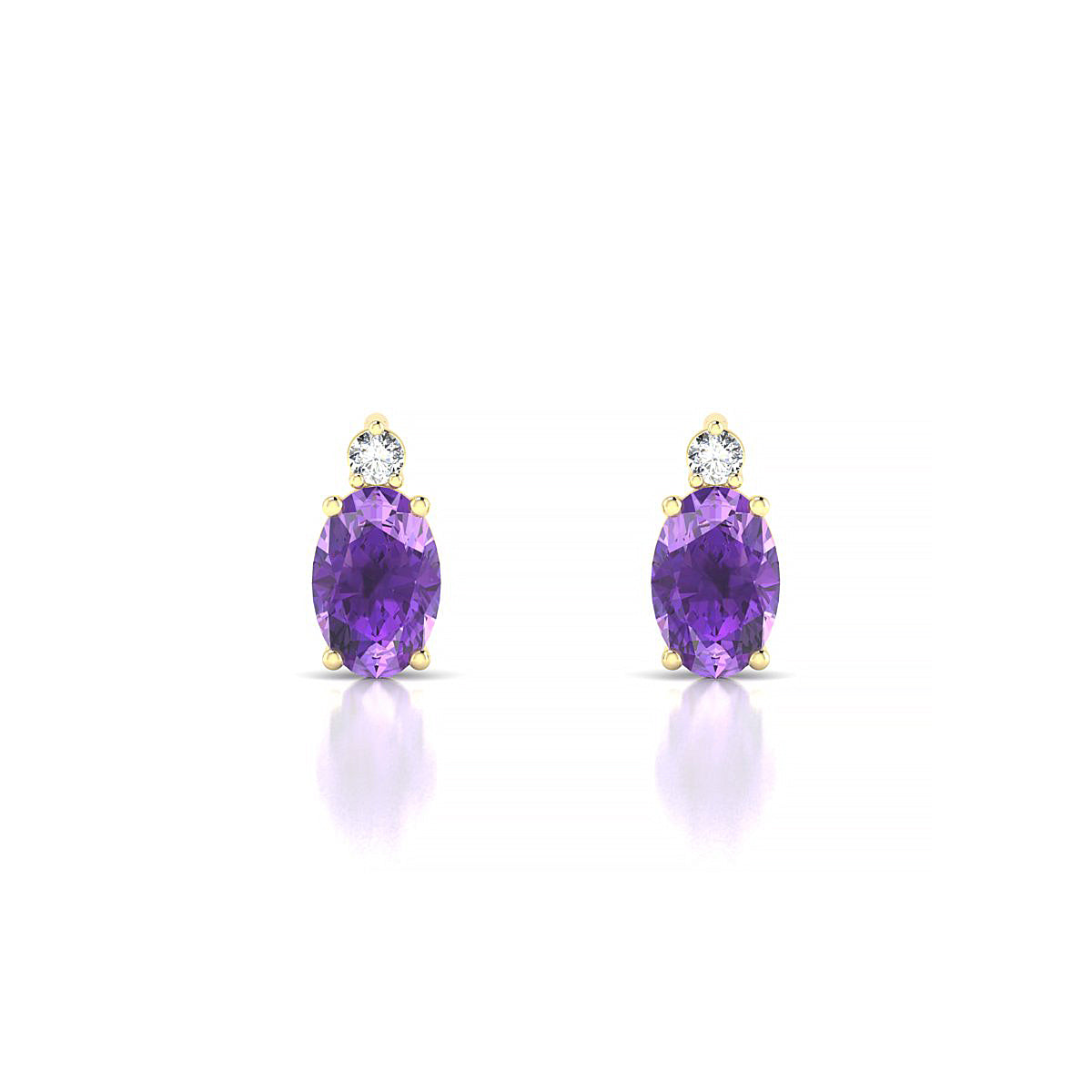 Sparkle | 18k Yellow Gold 6 x 4 mm Oval Amethyst Earrings