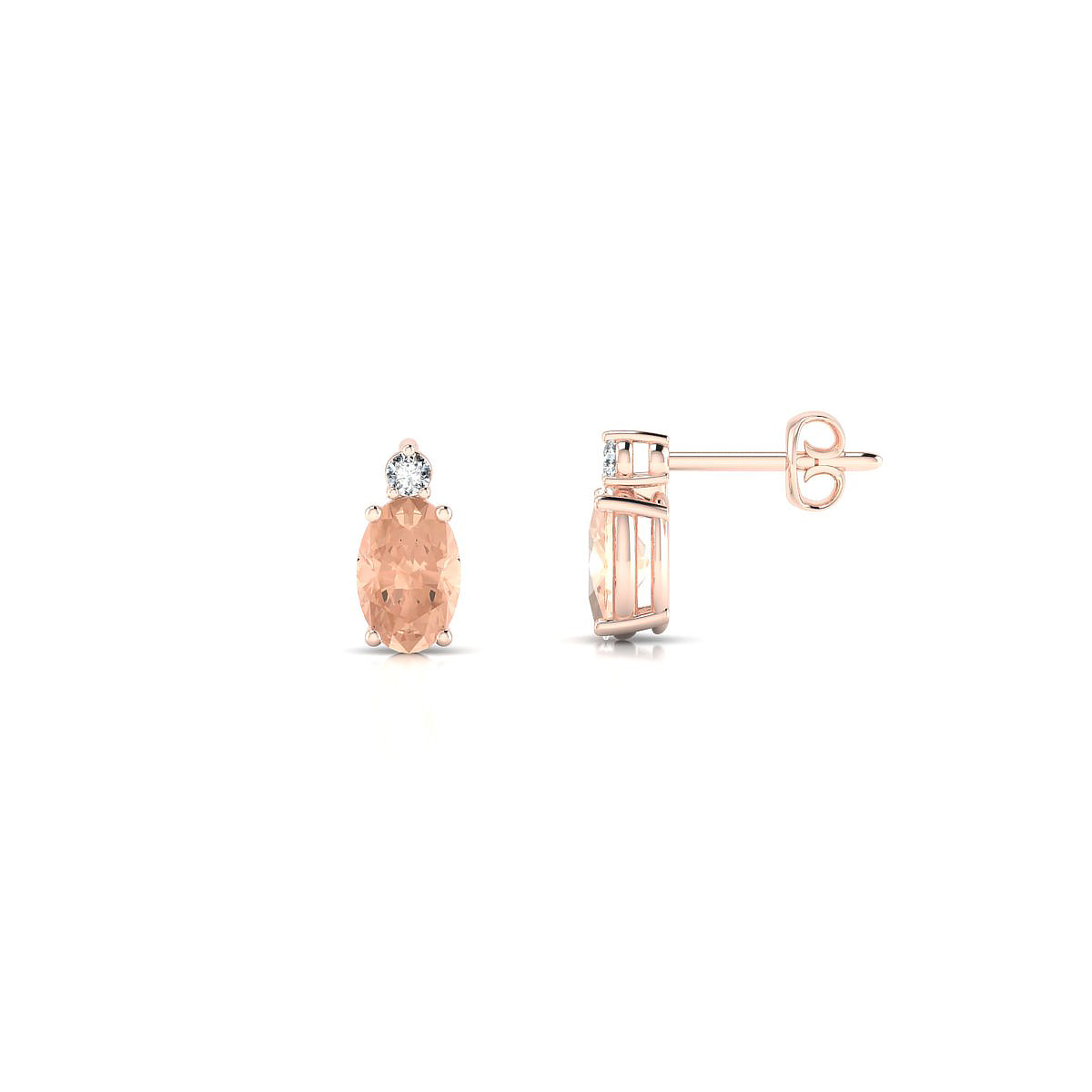 Sparkle | 18k Rose Gold 6 x 4 mm Oval Morganite Earrings
