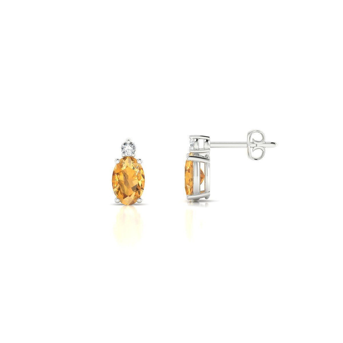 Sparkle | 18k White Gold 6 x 4 mm Oval Citrine Earrings