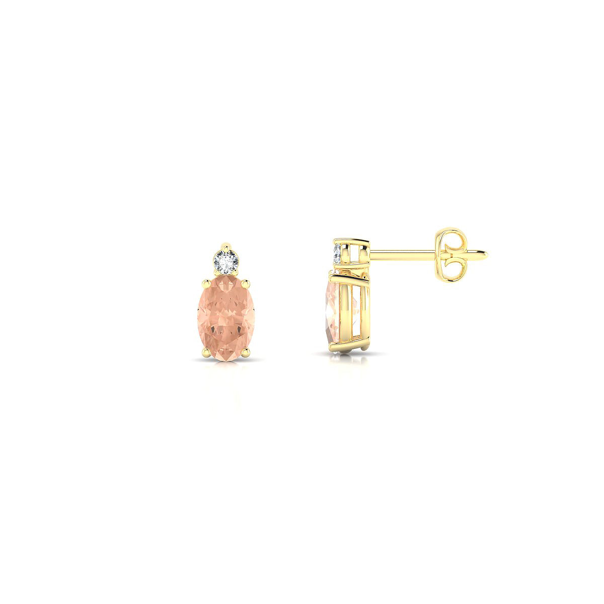 Sparkle | 18k Yellow Gold 6 x 4 mm Oval Morganite Earrings